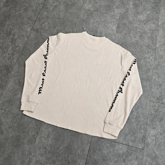 Yao Fashion Waffle Fabric Loose Long Sleeve Tops Sanskrit Logo Streetwear Y2k Casual Oversize Vintage Retro Men T Shirt For Men