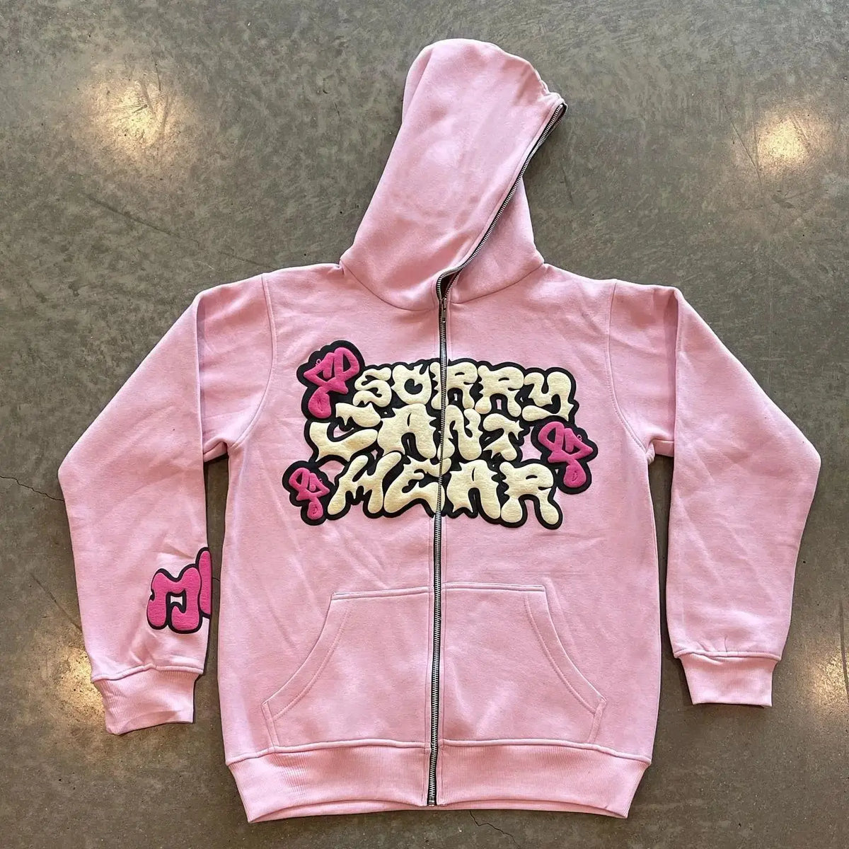 Fashion Long-sleeved Zipper Top Casual Men Hoodies Harajuku Jacket Letter Print Coat Men Jackets Pink Zip Hooded Sweatshirt Suit