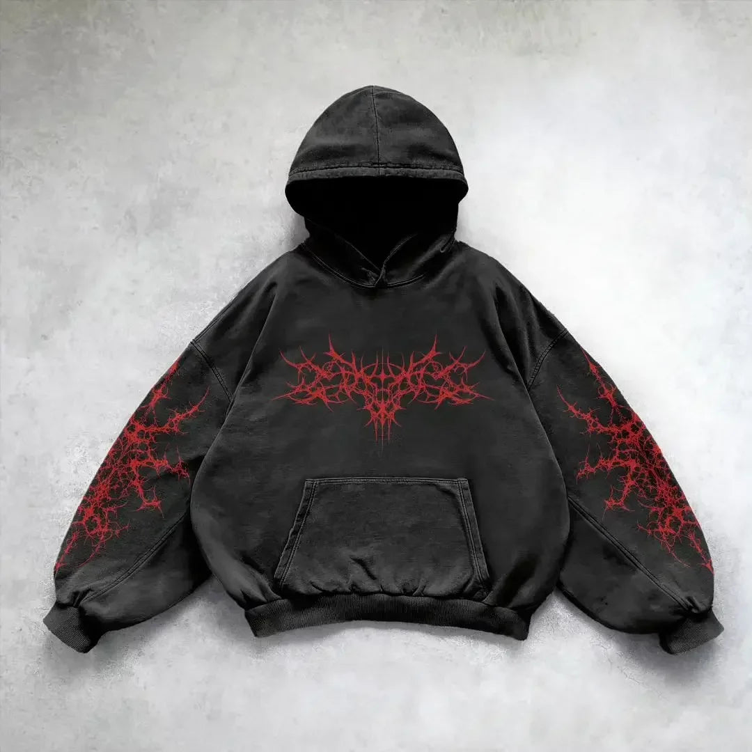 Fashion Vintage Print Zip Up Hoodie Y2k New Harajuku Hip Hop Long Sleeve Coats Loose Hooded Sweatshirt Men and Women Streetwear