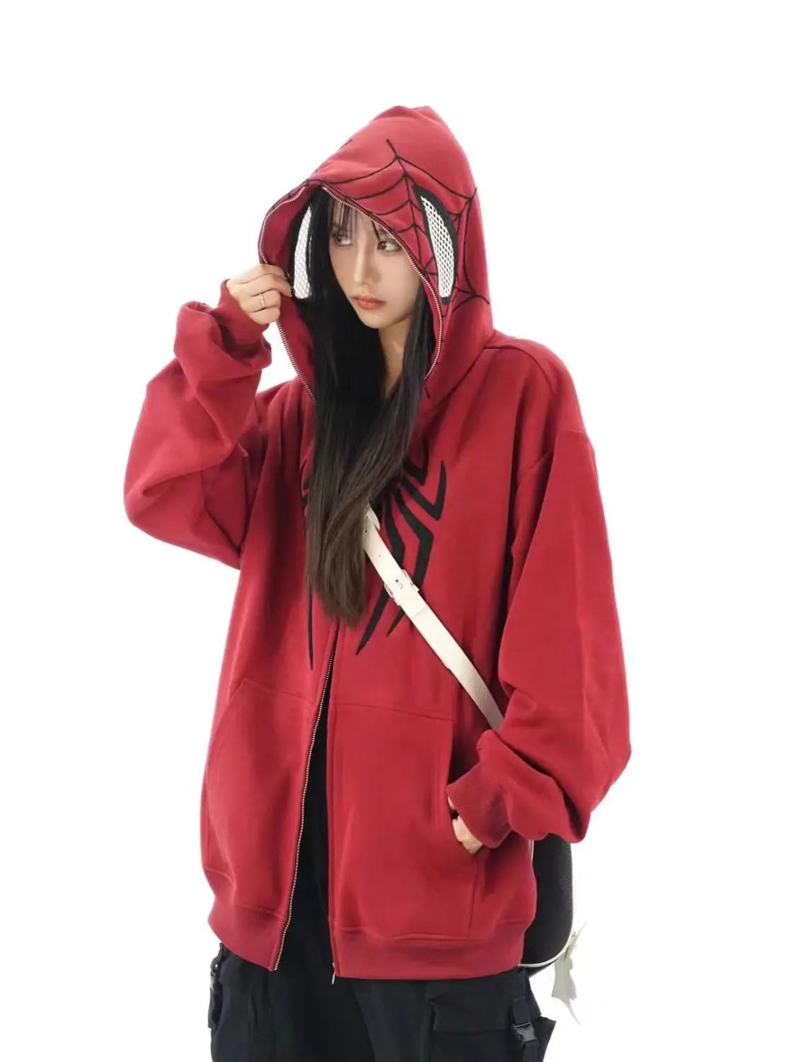 Oversized Y2k Spider Hoodies Men Streetwear Autumn Winter Jackets Plush Embroidery Women Sweatshirt Unisex Kakazzy Hoddies