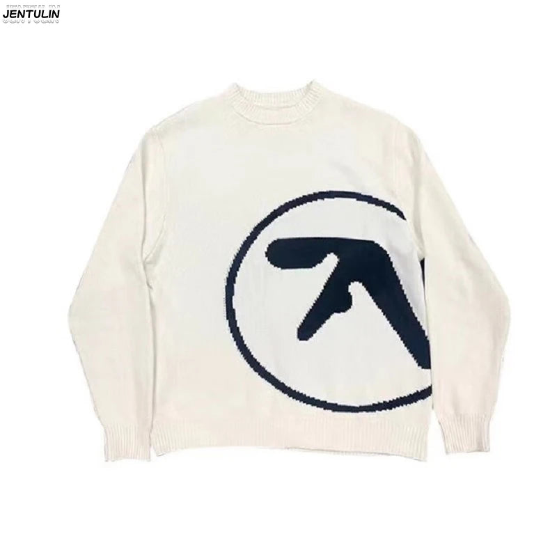 Men's Clothing Sweater And Cap Woman Y2K Aphex Twin Knit Set Pullovers Gothic Winter Graphic Streetwear Long Sleeve Tops Vintage