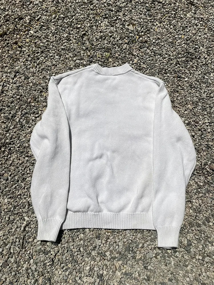 Men's Sweater Y2K Aphex Twin Knit Oversized Pullovers Gothic Jumper Winter Graphic Streetwear Long Sleeve Tops Vintage Clothing