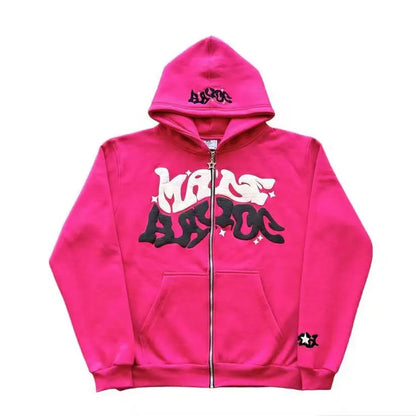 Autumn Fashion Retro Letter Printed Zipper Hoodies Men Women Y2K Section Lazy Trendy Versatile Cardigan hooded Jacket Clothes