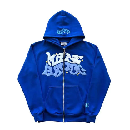Autumn Fashion Retro Letter Printed Zipper Hoodies Men Women Y2K Section Lazy Trendy Versatile Cardigan hooded Jacket Clothes