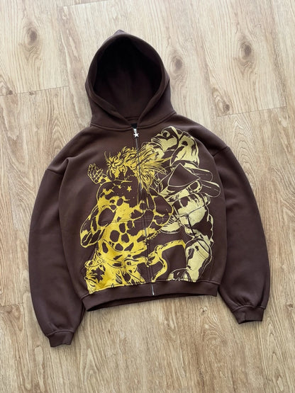 Jojo Bizarre Adventure Hoodies Women Steel Zip Anime Hoodie Harajuku Streetwear Pullover Sweatshirt Y2k Anime Men Clothin
