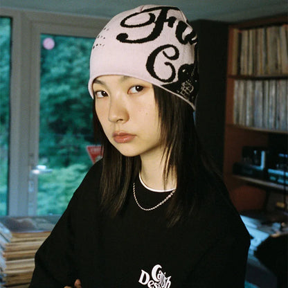 Women's Beanie Korean Wnter Knit Hip Hop Vintage Gothic Kpop Y2k Hats Streetwear Wool Caps Fashion Aesthetic Unisex Accessories