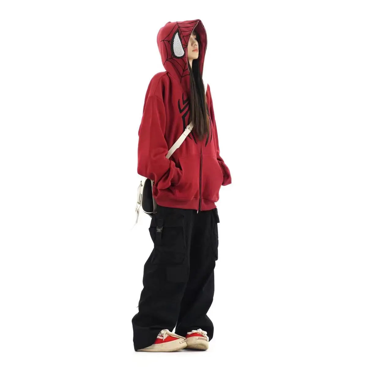 Oversized Y2k Spider Hoodies Men Streetwear Autumn Winter Jackets Plush Embroidery Women Sweatshirt Unisex Kakazzy Hoddies