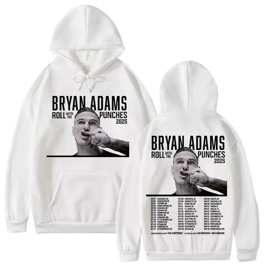 BRYAN ADAMS ROLL WITH THE PUNCHES TOUR 2025 Album Hoody Men's Hip Hop Gothic Sweatshirt Y2K Vintage Oversized Hoodies Streetwear