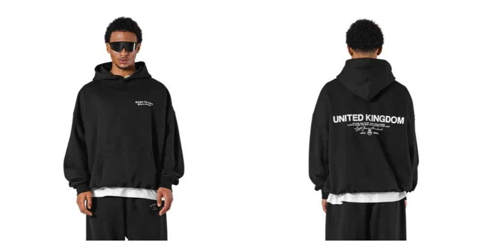 LYFT Classic Design Oversized Hoodies Men's Cotton Harajuku Sweatshirts Casual Vintage Streetwear Fleece Warm Sweaters Tops Y2K