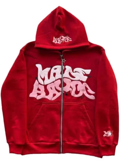 Autumn Fashion Retro Letter Printed Zipper Hoodies Men Women Y2K Section Lazy Trendy Versatile Cardigan hooded Jacket Clothes