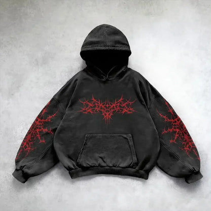 Fashion Vintage  Print Zip Up Hoodie Y2k New Harajuku Hip Hop Long Sleeve Coats Loose Hooded Sweatshirt Men and Women Streetwear