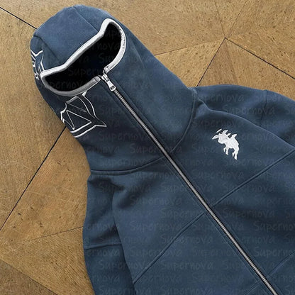 Men's Clothing Zip Up Hoodie Vintage Casual Pattern Oversize Hip Hop Punk Streetwear Clothing New in Hoodies & Sweatshirts