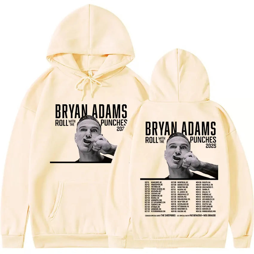 BRYAN ADAMS ROLL WITH THE PUNCHES TOUR 2025 Album Hoody Men's Hip Hop Gothic Sweatshirt Y2K Vintage Oversized Hoodies Streetwear