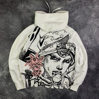 Jojo Bizarre Adventure Hoodies Women Steel Zip Anime Hoodie Harajuku Streetwear Pullover Sweatshirt Y2k Anime Men Clothin