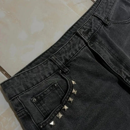 Washed Black Baggy Men Monster Tooth Embroidery Jeans Pocket Wide Leg Denim Pants Y2k Streetwear Hip Hop Loose Trousers Unisex