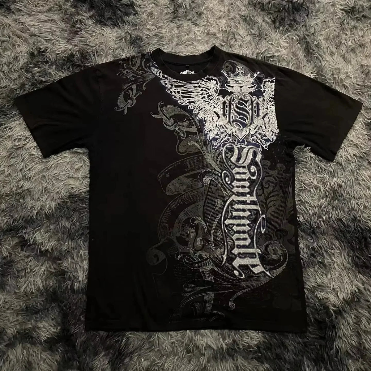 Classic Y2K Gothic Style T-shirt Print Oversized T Shirt High Street Shirts Gothic Round Neck Cotton Tops New Mens Women T Shir