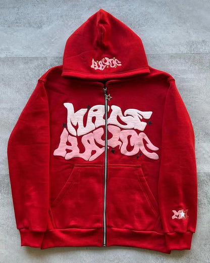 Autumn Fashion Retro Letter Printed Zipper Hoodies Men Women Y2K Section Lazy Trendy Versatile Cardigan hooded Jacket Clothes