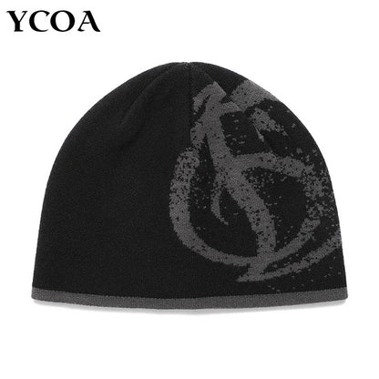 Women Beanie Korean Fashion Y2k Knitted Kawaii Hip Hop Harajuku Streetwear Wool Winter Pullover Jacquard Hat Unisex Accessorie